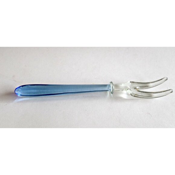 3 Depression Glass  Spoon and Forks Blue Clear 1930's Vintage - Picture 9 of 9